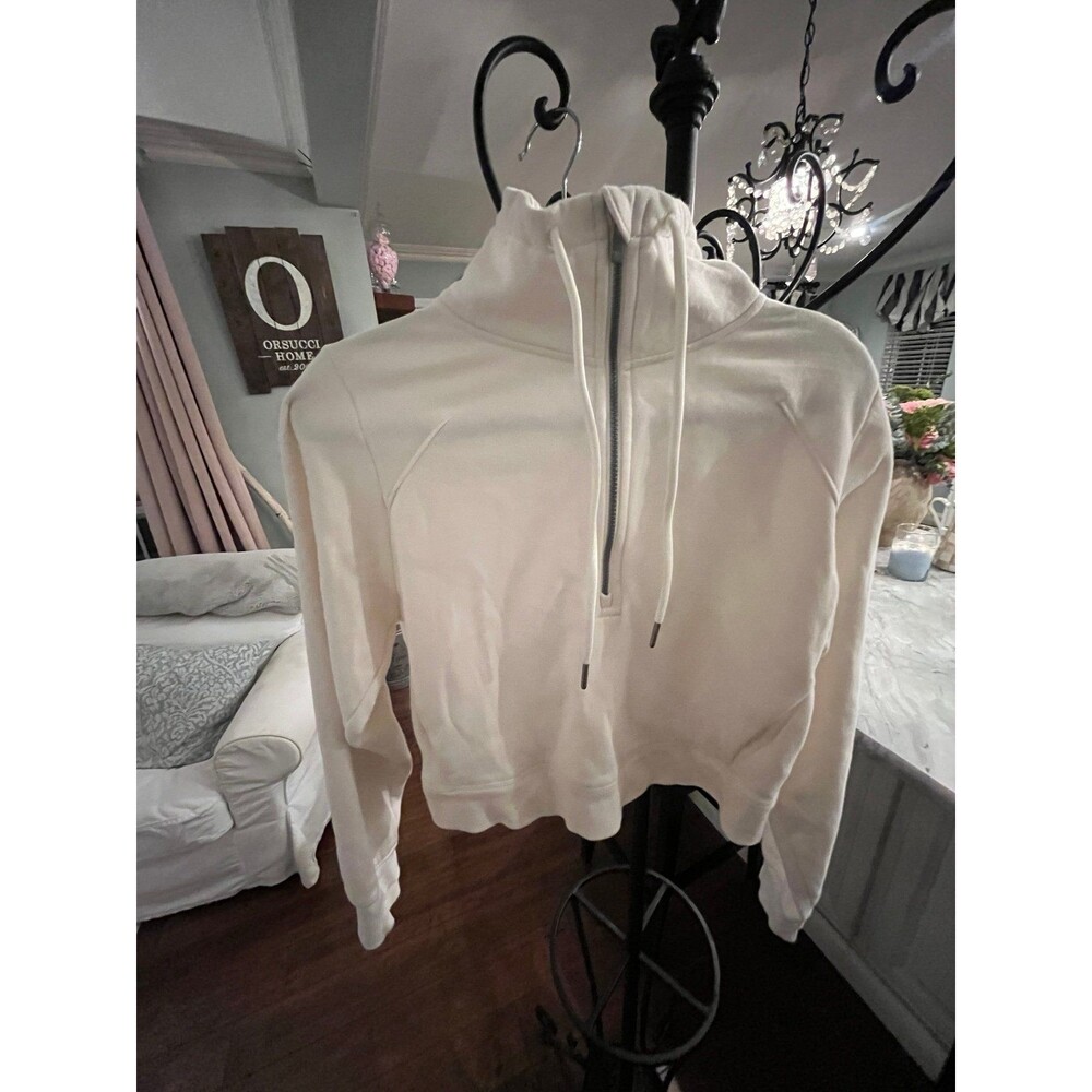 half zip womens white sweatshirt